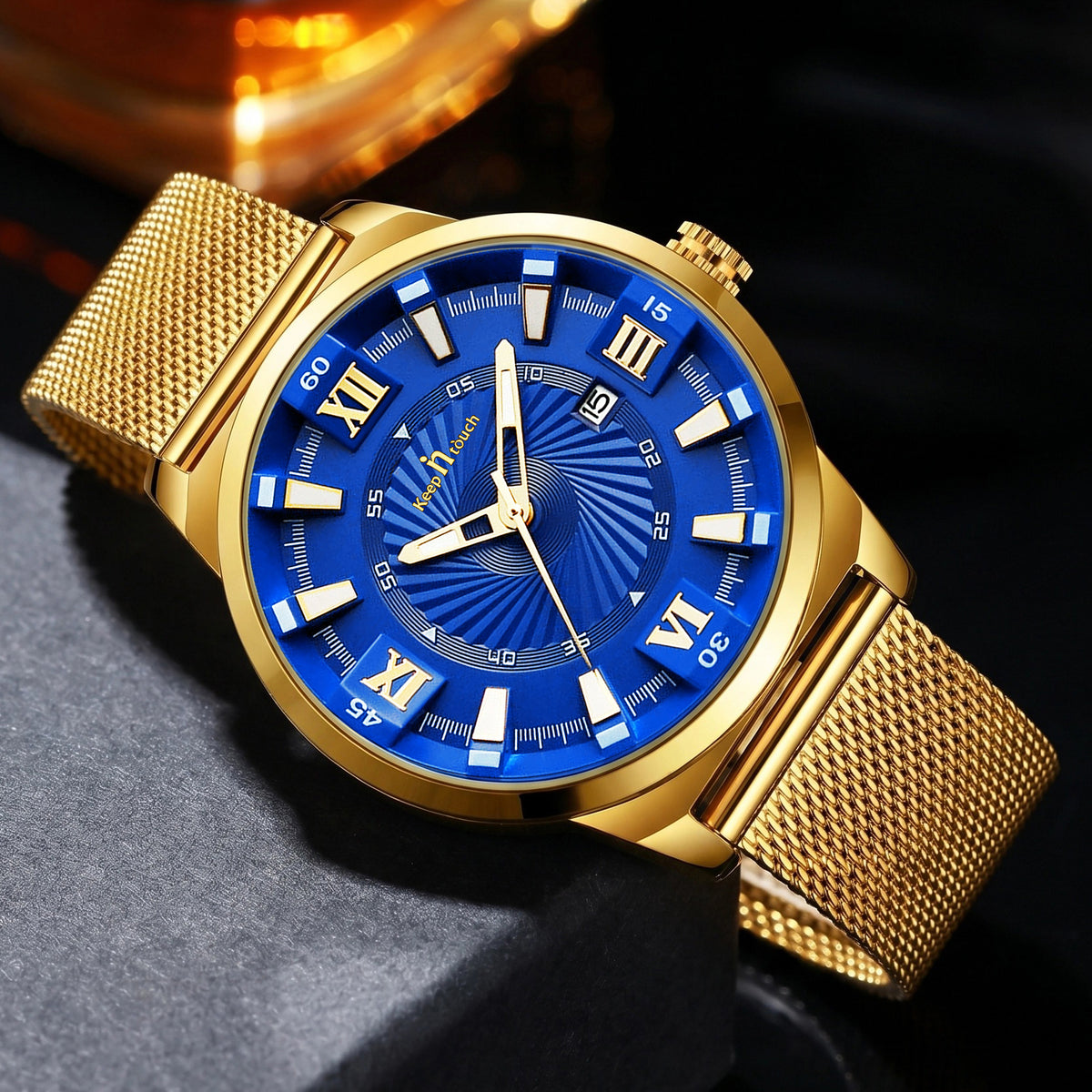 KnT-6615 Analog Watch - Gold Blue