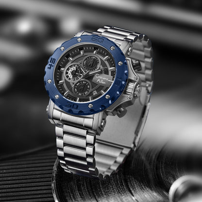 CA-9841 Chronograph Watch - Silver Blue