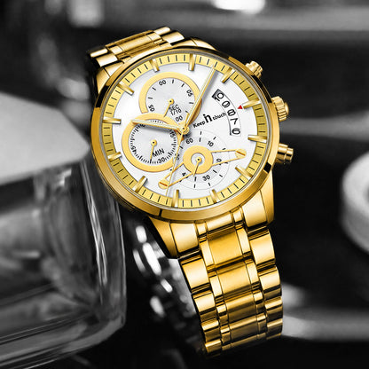 KnT-1025 Moonphase Chronograph Watch - Gold White