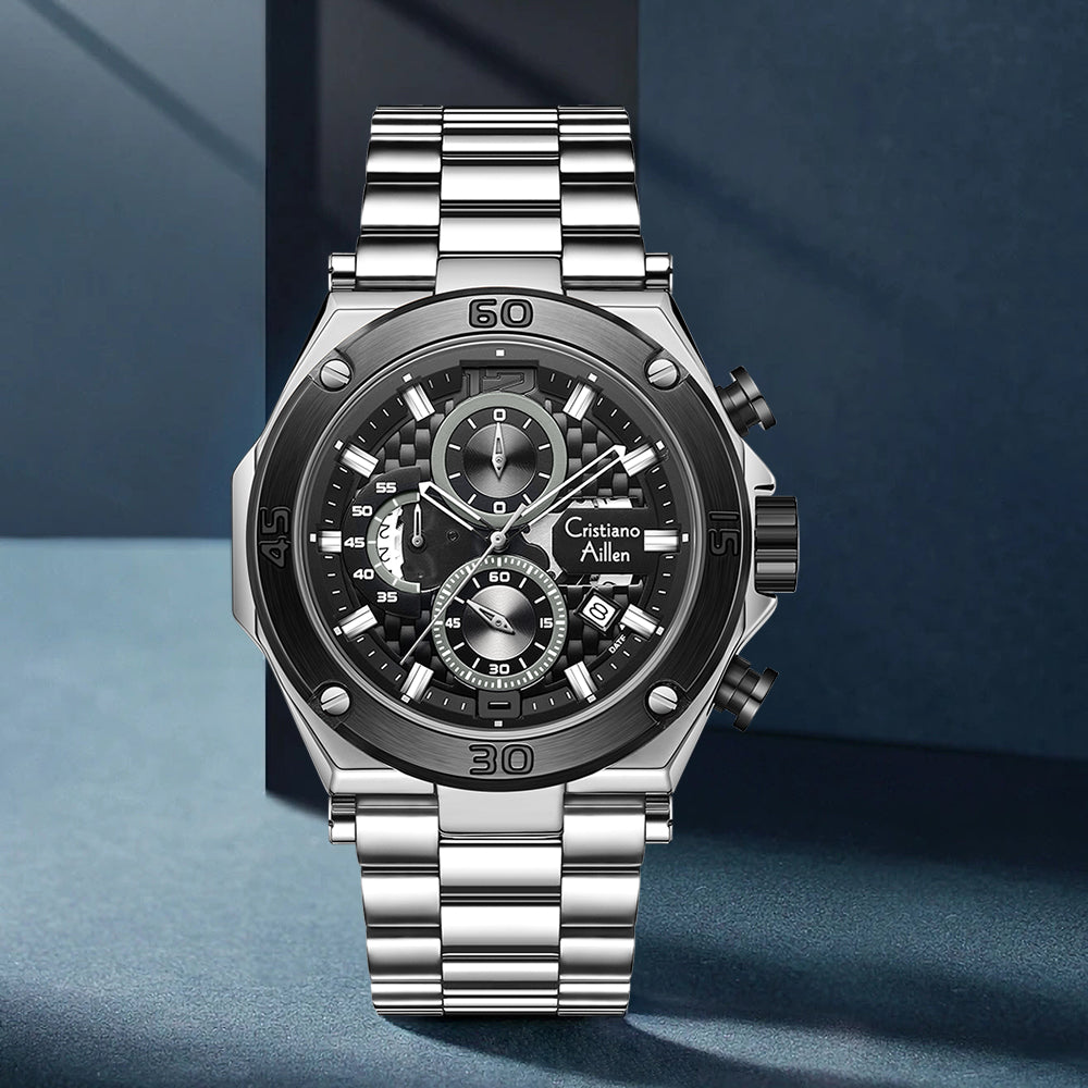 CA-9839 Chronograph Watch - Silver Black