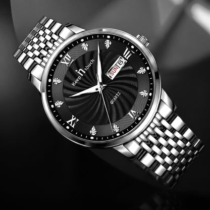 KnT-6617 Silver Black Watch - Silver Black