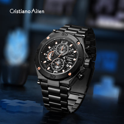 CA-9839 Chronograph Watch - Black Rose Gold