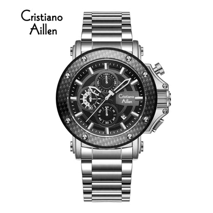 CA-9842 Chronograph Watch - Silver Black