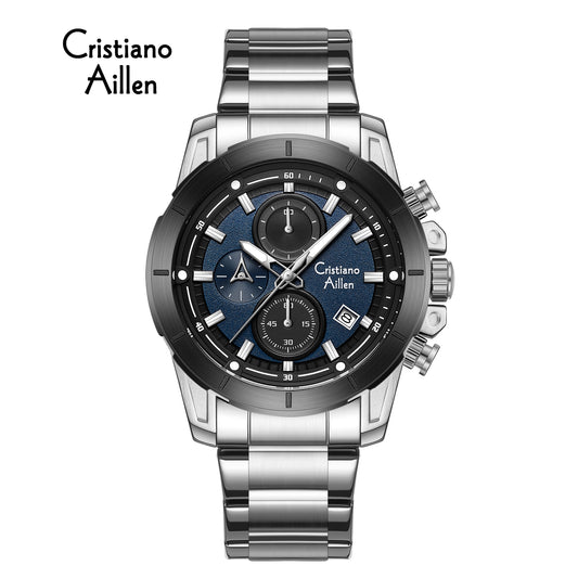 CA-8893 Multifunction Chronograph Watch - Silver Blue