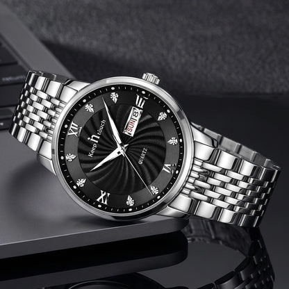 KnT-6617 Silver Black Watch - Silver Black