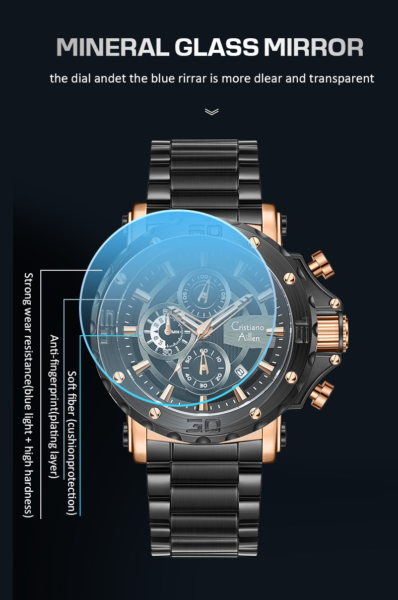 CA-9841 Chronograph Watch - Black Rose Gold