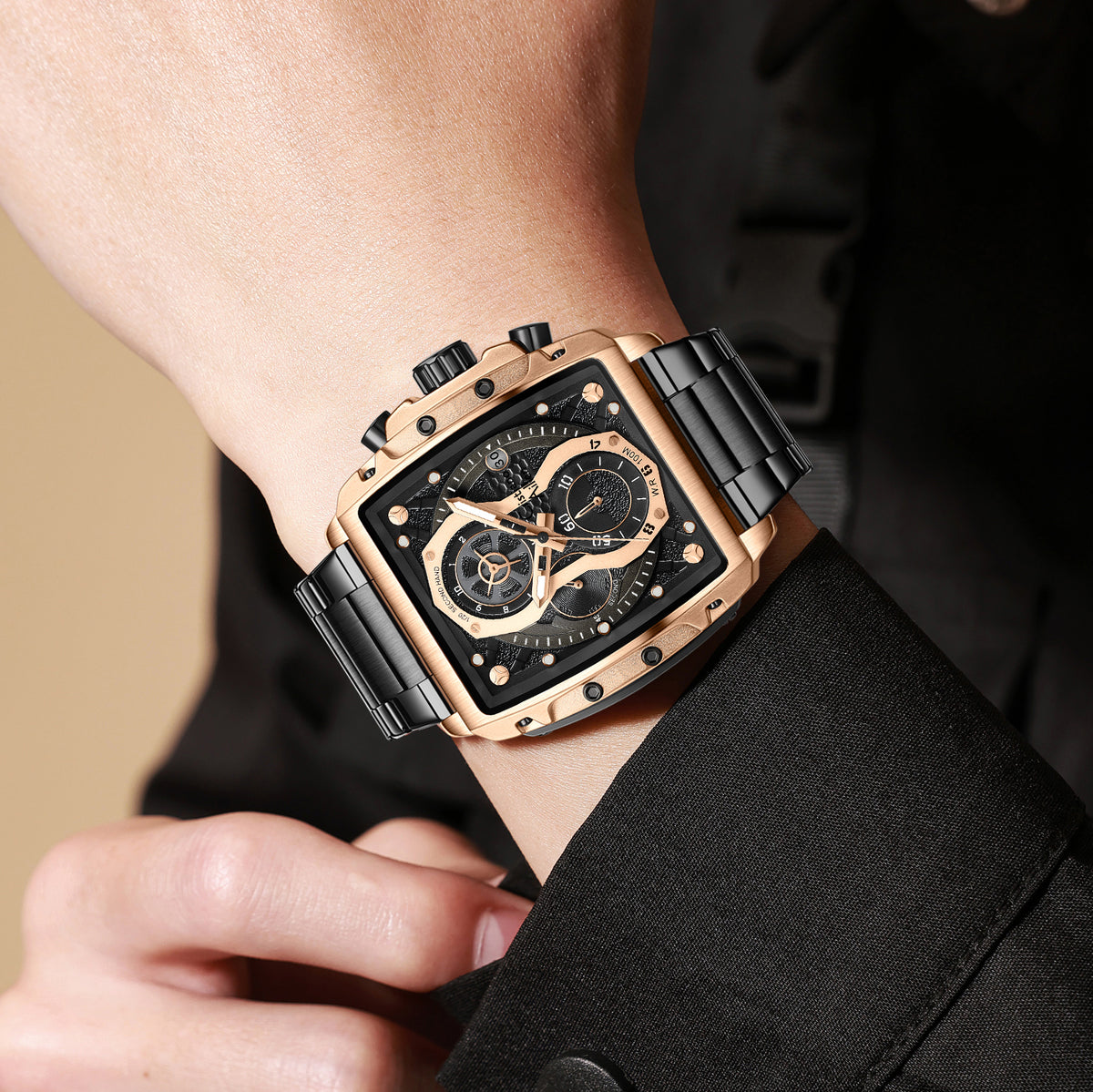 CA-8916 Chronograph Watch - Black Rose Gold