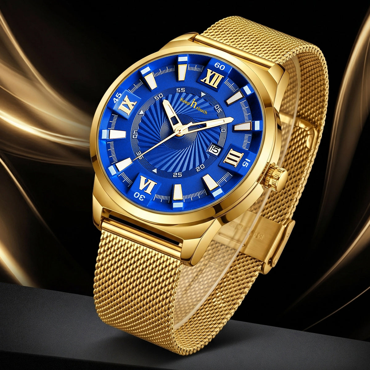 KnT-6615 Analog Watch - Gold Blue