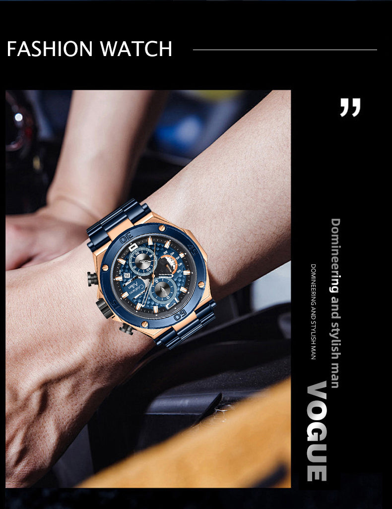 CA-9839 Chronograph Watch - Blue Rose Gold