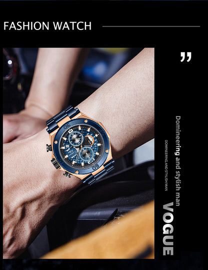 CA-9839 Chronograph Watch - Blue Rose Gold