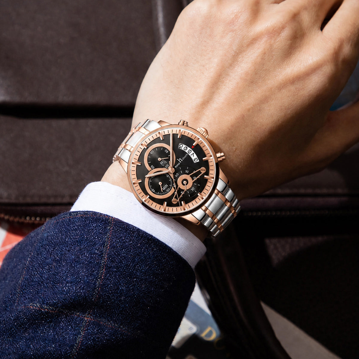KnT-1025 Moonphase Chronograph Watch - Black