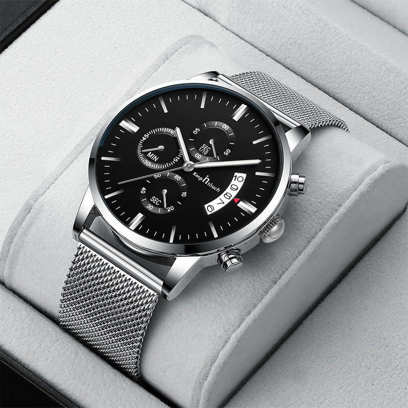 KnT-1024 Mesh Classic Watch - Silver Black