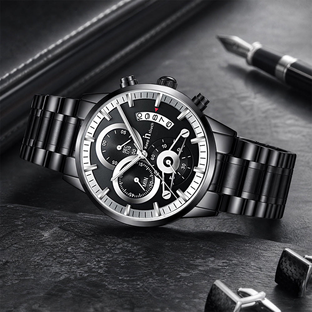 KnT-1025 Moonphase Chronograph Watch - Black-Blue