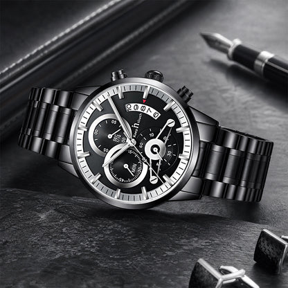 KnT-1025 Moonphase Chronograph Watch - Black-Blue