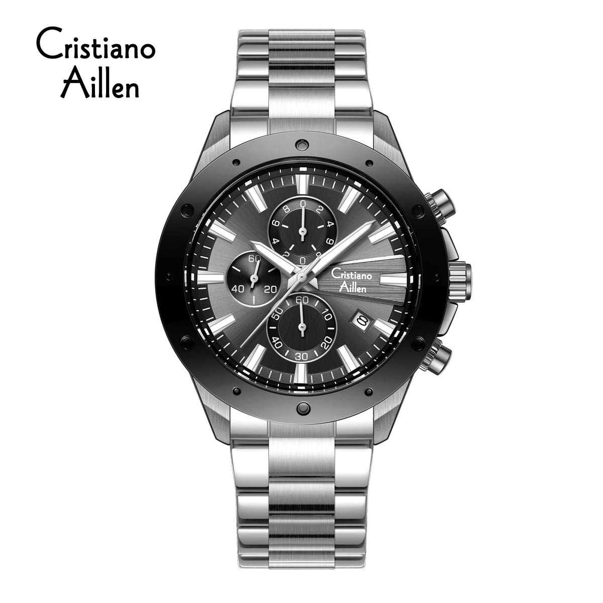 CA-8897 Chronograph Watch - Silver Black
