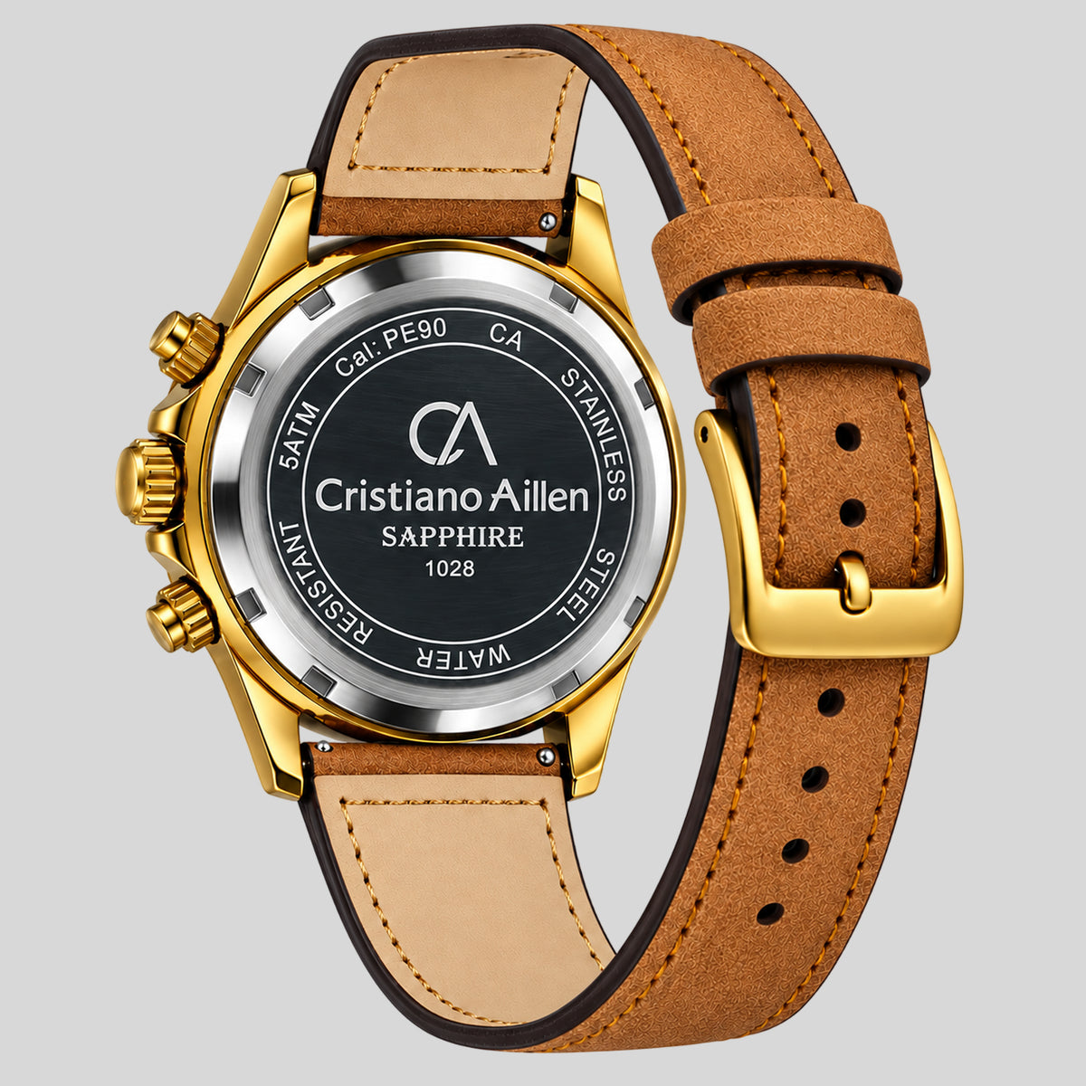 CA-1028 Leather Chronograph Watch - Brown