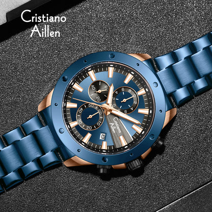 CA-8897 Chronograph Watch - Blue Rose Gold