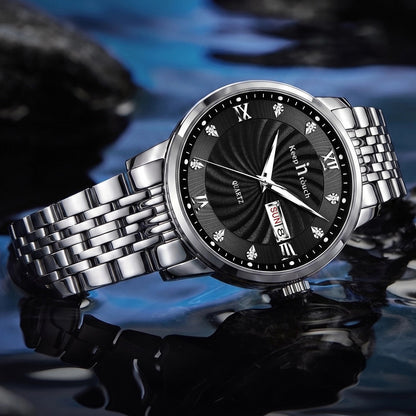 KnT-6617 Silver Black Watch - Silver Black