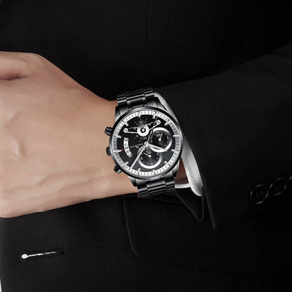 KnT-1025 Moonphase Chronograph Watch - Black-Blue