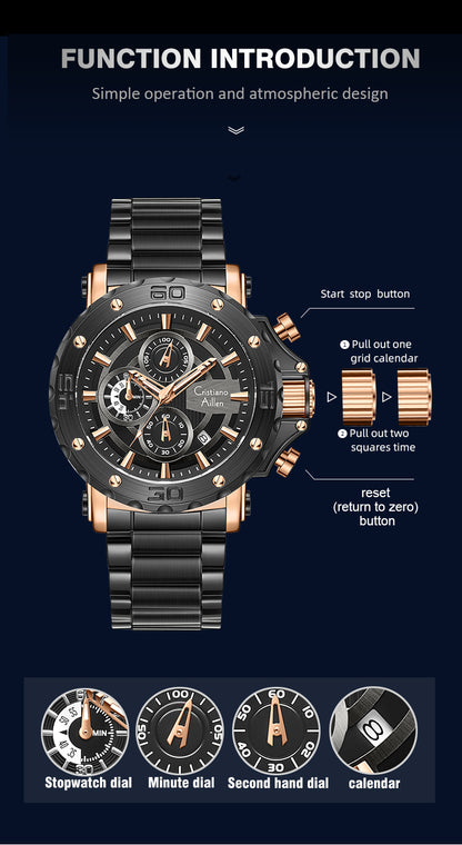 CA-9841 Chronograph Watch - Black Rose Gold