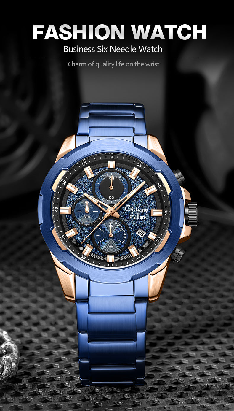 CA-8888 47mm Chronograph Watch - Blue Rose Gold