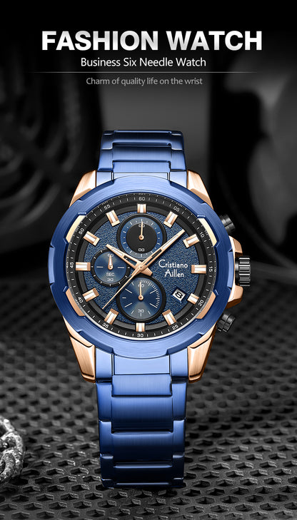 CA-8888 47mm Chronograph Watch - Blue Rose Gold