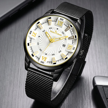 KnT-6615 Analog Watch - Black Silver