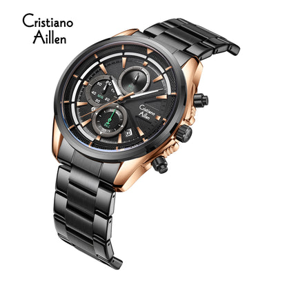 CA-8890 Multifunction Analog Watch - Black Rose Gold