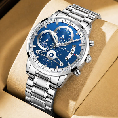 KnT-1025 Moonphase Chronograph Watch - Silver Blue