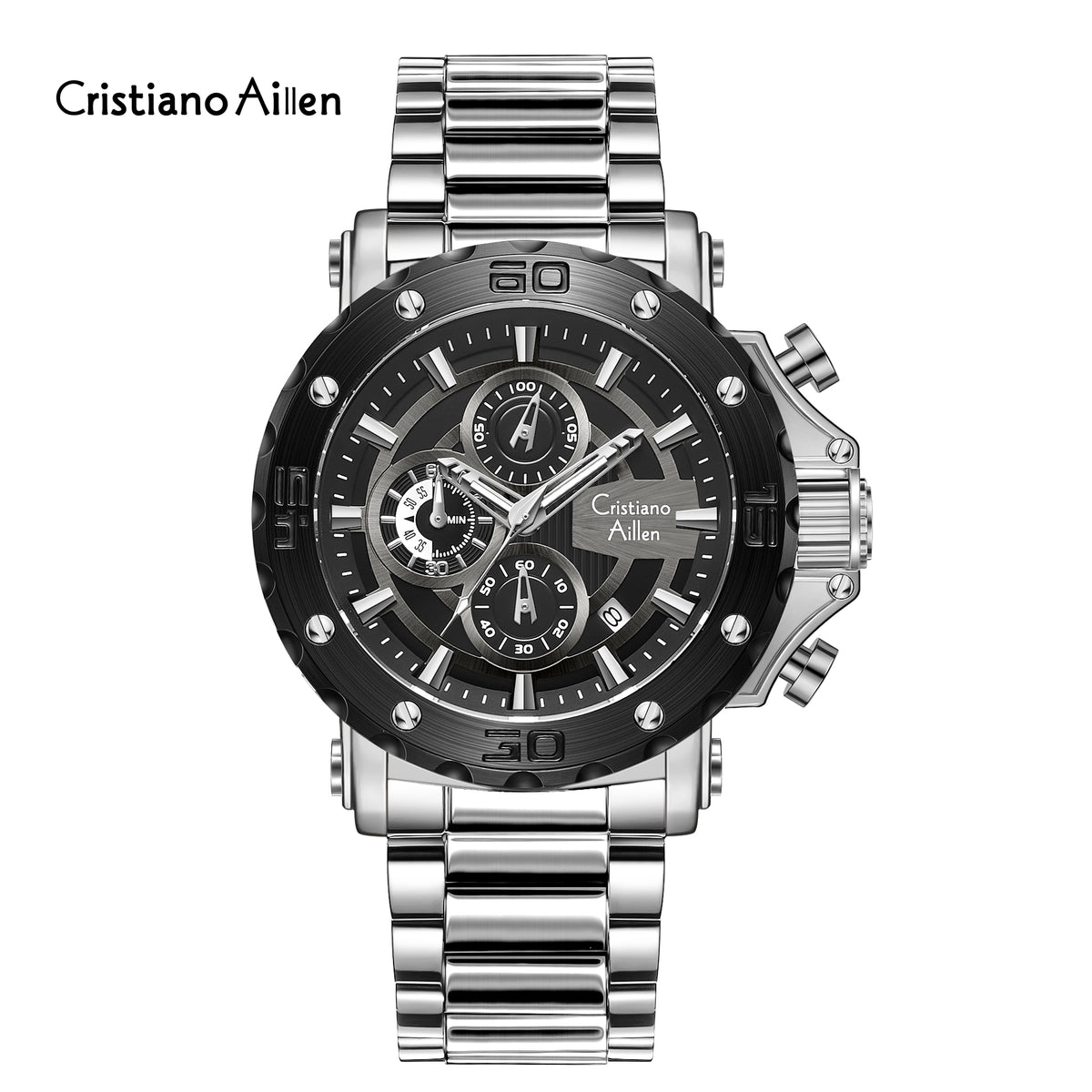 CA-9841 Chronograph Watch - Silver Black