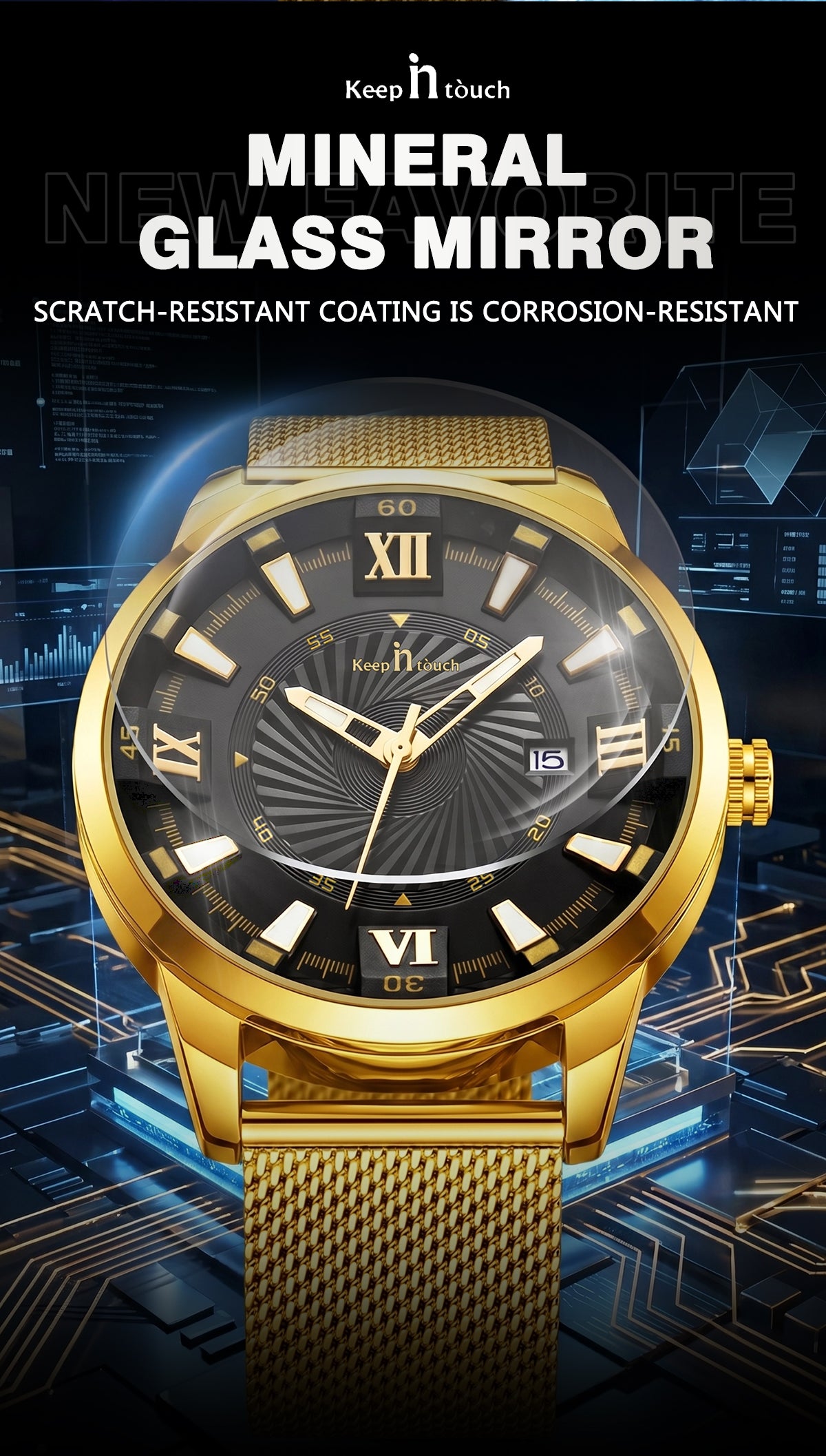 KnT-6615 Analog Watch - Gold Black