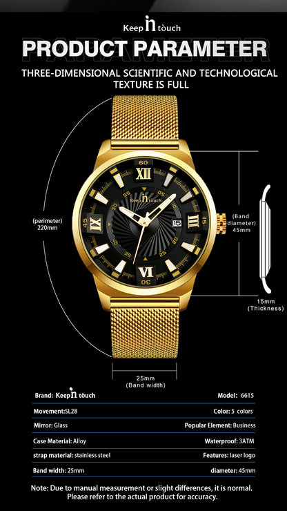 KnT-6615 Analog Watch - Gold Black