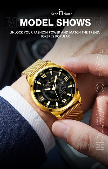 KnT-6615 Analog Watch - Gold Black