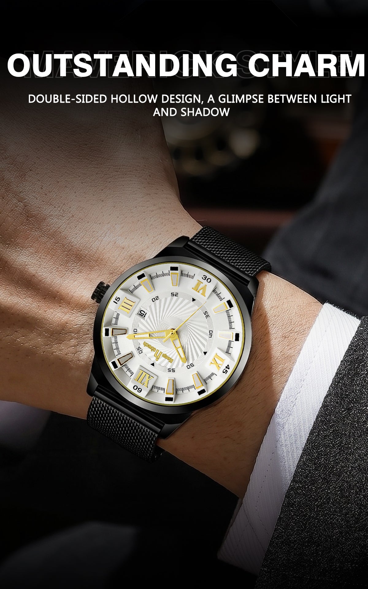 KnT-6615 Analog Watch - Black Silver