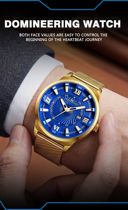 KnT-6615 Analog Watch - Gold Blue