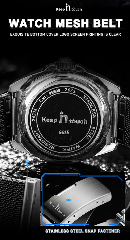 KnT-6615 Analog Watch - Black Silver