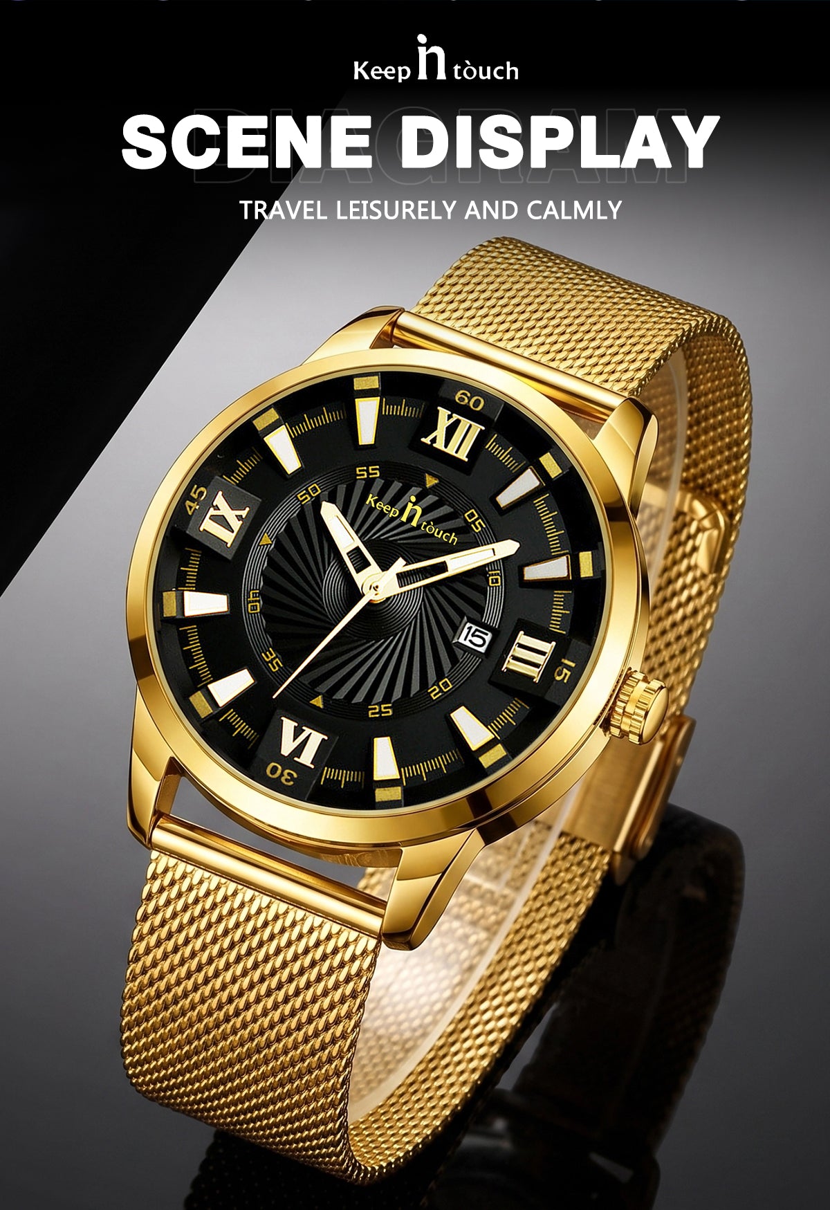 KnT-6615 Analog Watch - Gold Black