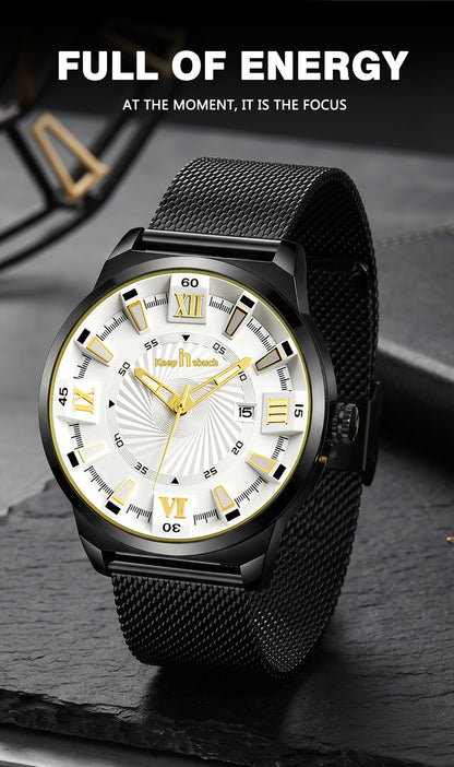 KnT-6615 Analog Watch - Black Silver
