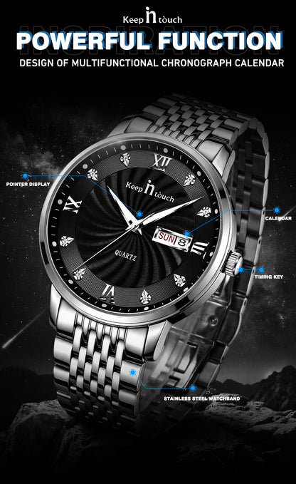 KnT-6617 Silver Black Watch - Silver Black