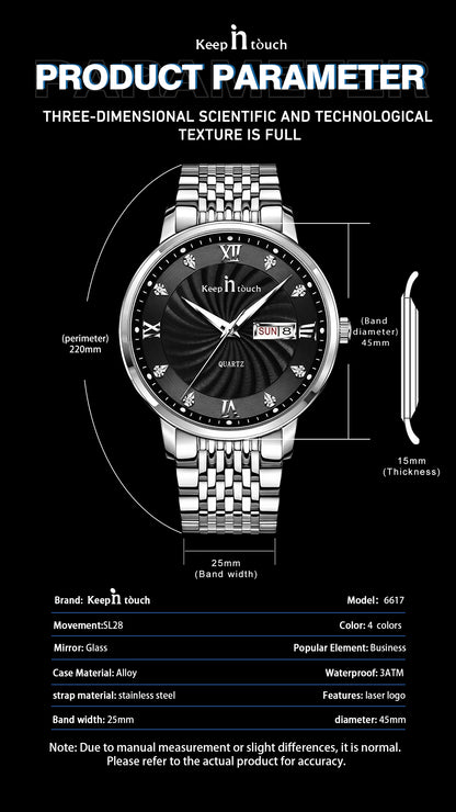 KnT-6617 Silver Black Watch - Silver Black