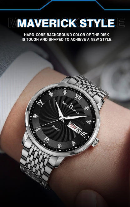 KnT-6617 Silver Black Watch - Silver Black