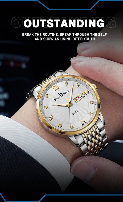 KnT-6617 Silver Black Watch - Silver Gold White