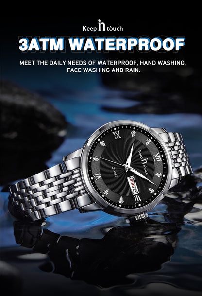 KnT-6617 Silver Black Watch - Silver Black