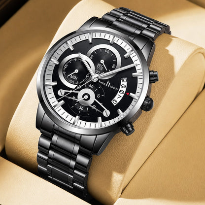 KnT-1025 Moonphase Chronograph Watch - Black-Blue