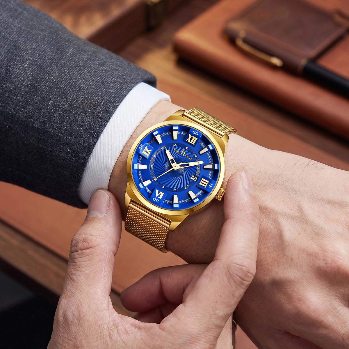 KnT-6615 Analog Watch - Gold Blue