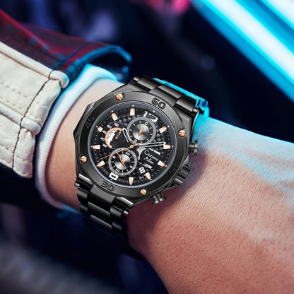 CA-9839 Chronograph Watch - Black Rose Gold