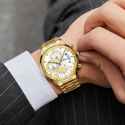 KnT-1025 Moonphase Chronograph Watch - Gold White