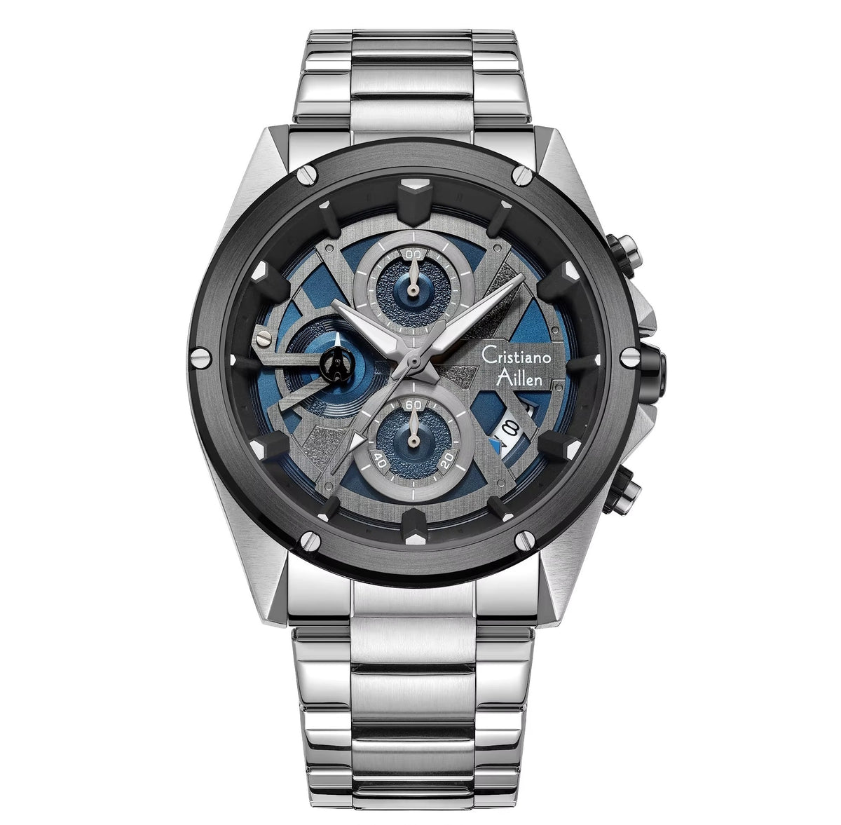CA-8895 Metal Bracelet Chronograph Watch - Silver blue