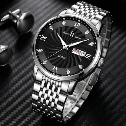 KnT-6617 Silver Black Watch - Silver Black