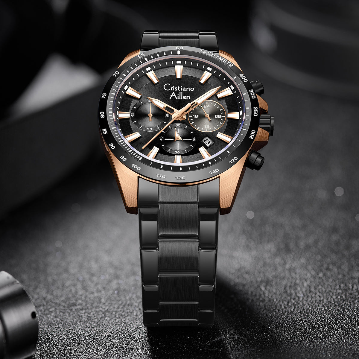 CA-8891 Multifunction Analog Watch - Black Rose Gold